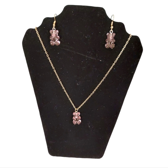 Gummy Bear Earring & Necklace Set (3pcs) - Picture 2 of 5